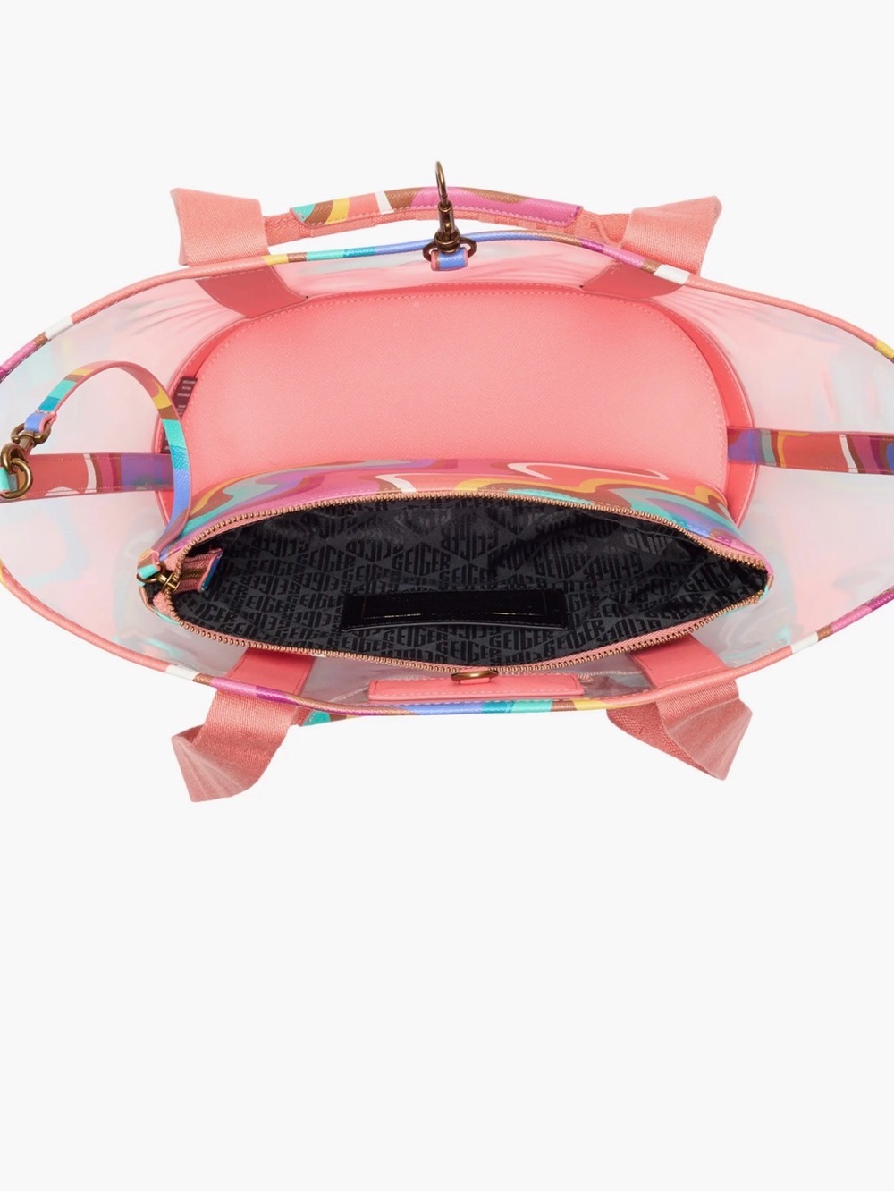 Kurt Geiger Clear Tote with Coral Straps and Colorwave Pouch - Picture 5 of 6